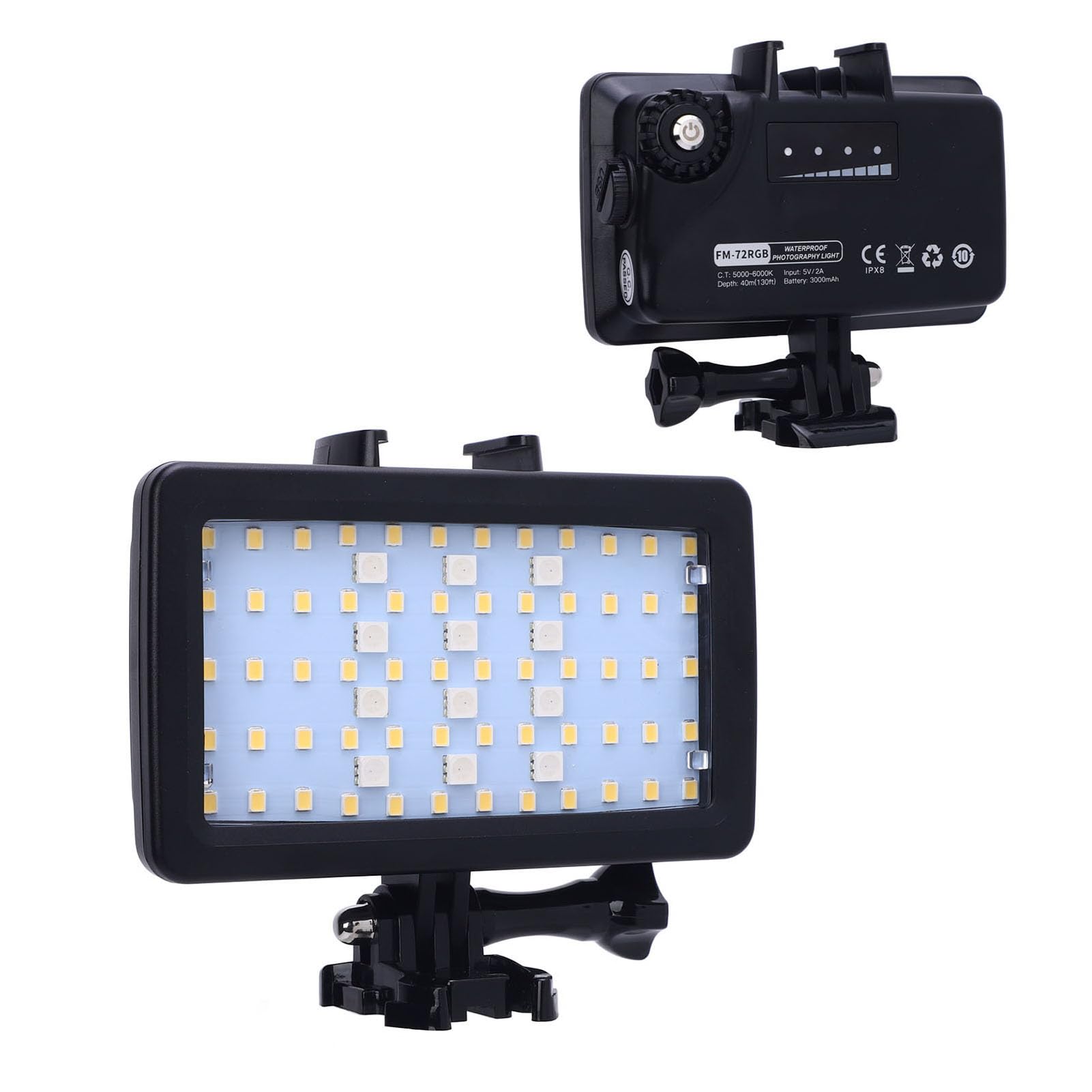 Luz de Buceo de Luces Submarinas, Luz de Relleno RGB RGB de Video RGB de 130 Pies Impermeables, 5000 a 6000K Dimmable, para Cámaras de Acción DSLR