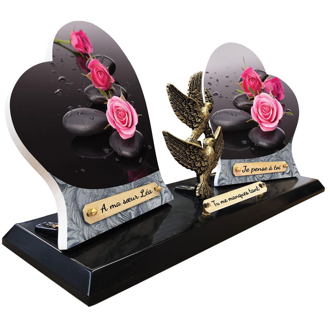 Plaque FUNERAIRE 2 Coeurs