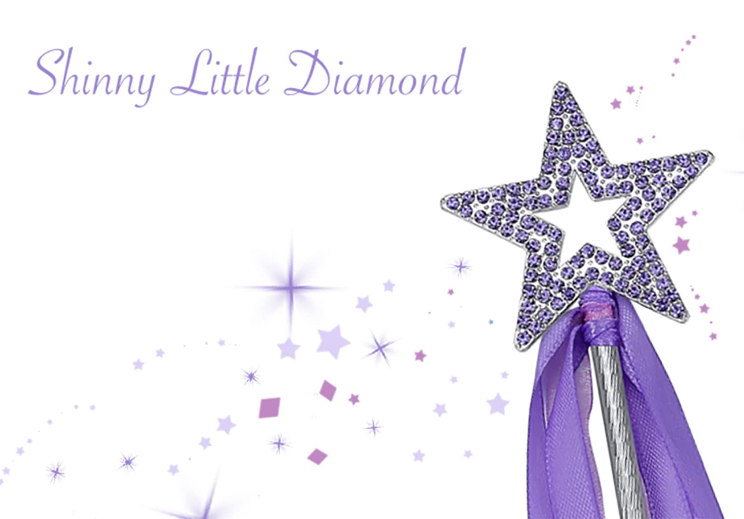 Lovelyshop Lavender Crystal Metal Star Fairy Wand with Ribbon for Girls Halloween Decorations, Purple - Image 3
