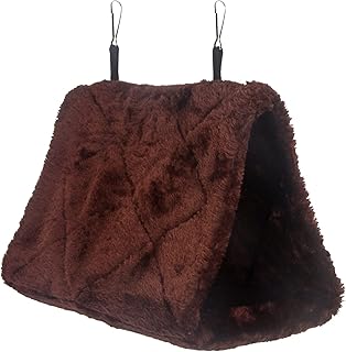 Winter Warm Bird Nest House Shed Hut Hanging Hammock House Snuggle Plush Fluffy Finch Cage for Hamster Budgies Parakeet Cockatiel Cockatoo Lovebird Parrot 9.45 x 5.9 x 7.08 inch (Dark Coffee)
