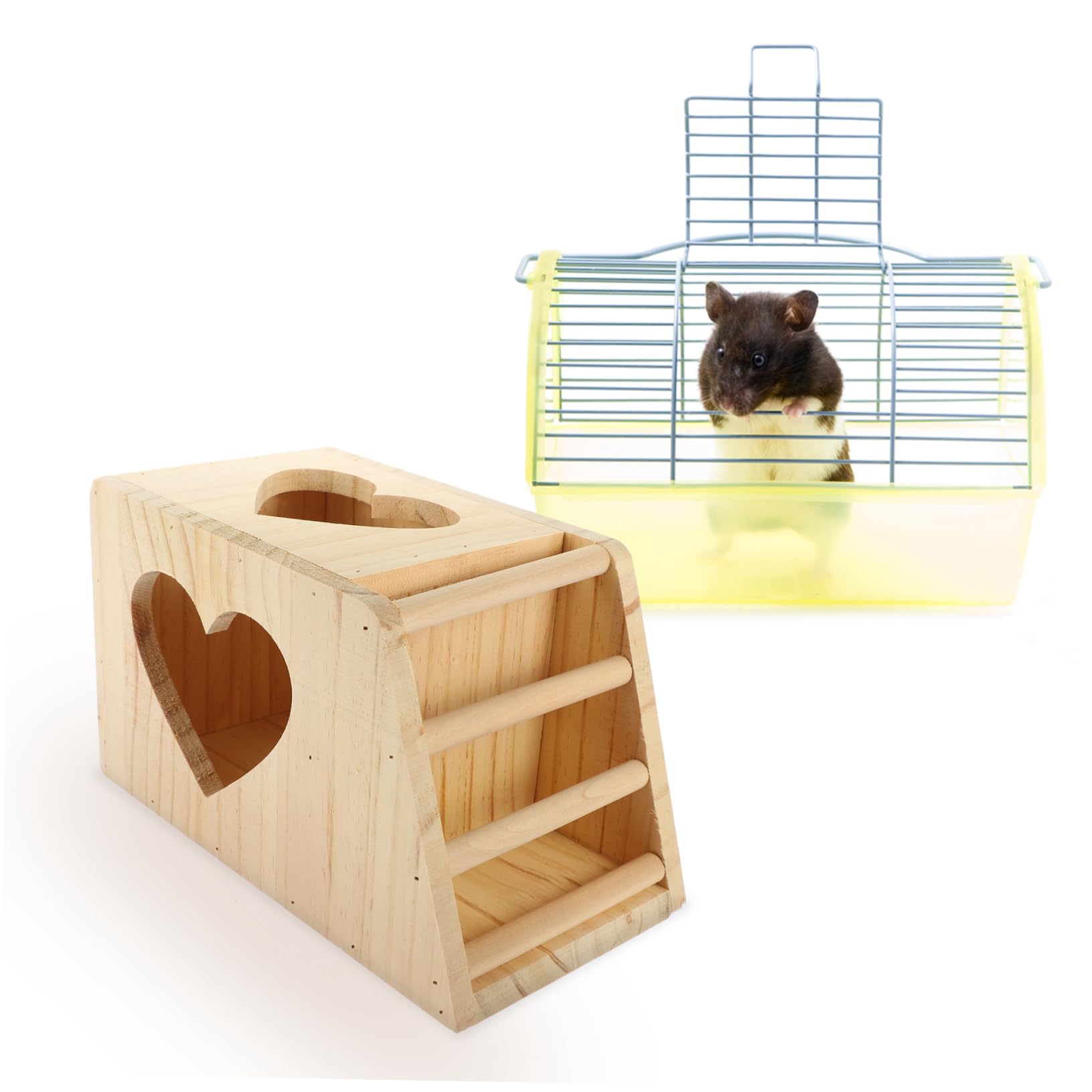 Holz Futterkrippe mit Grashalter, Doppelt, Beige für Kleintierkäfig | Zweifach Angeordnetes Gitterdesign, Leicht zu Montieren, Multifunktionale Ausführung
