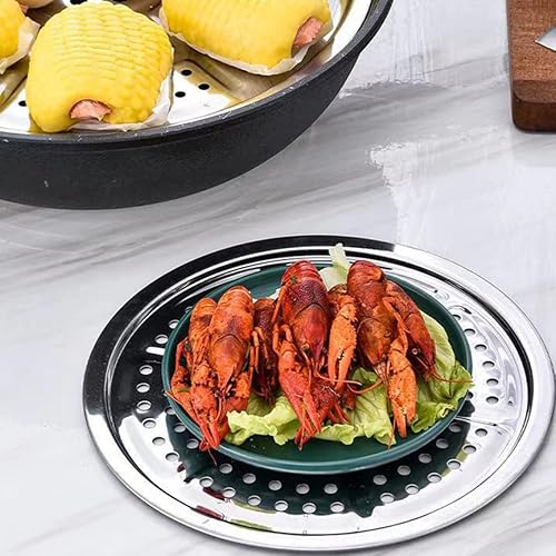 Miniatura 6 de Paquete de 2 estantes de acero inoxidable para conservas a presión de 14 pulgadas, estantes de conservas duraderos, bandeja de vapor redonda para