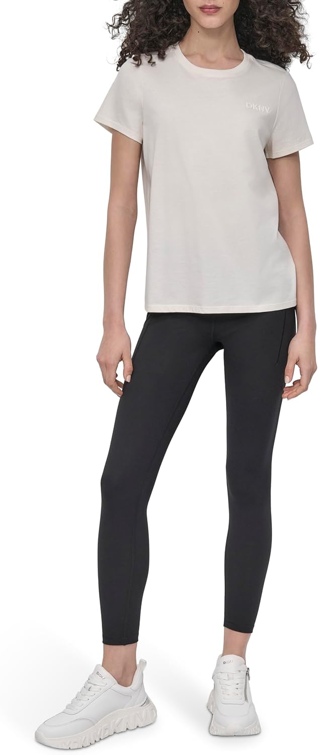 DKNY Women's Short Sleeve Crew Neck Silicone Logo T-Shirt - Image 2
