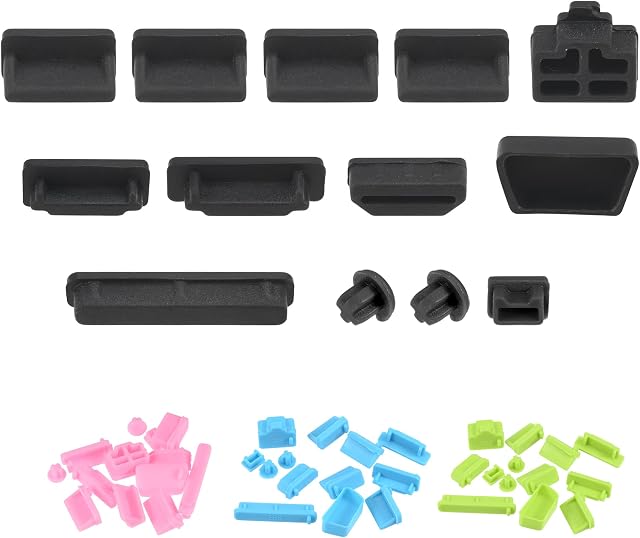 sourcing map Silicone Anti-Dust Port Stopper Plug Cover for PC Laptop Notebook Computers 4 Sets (13pcs/Set)