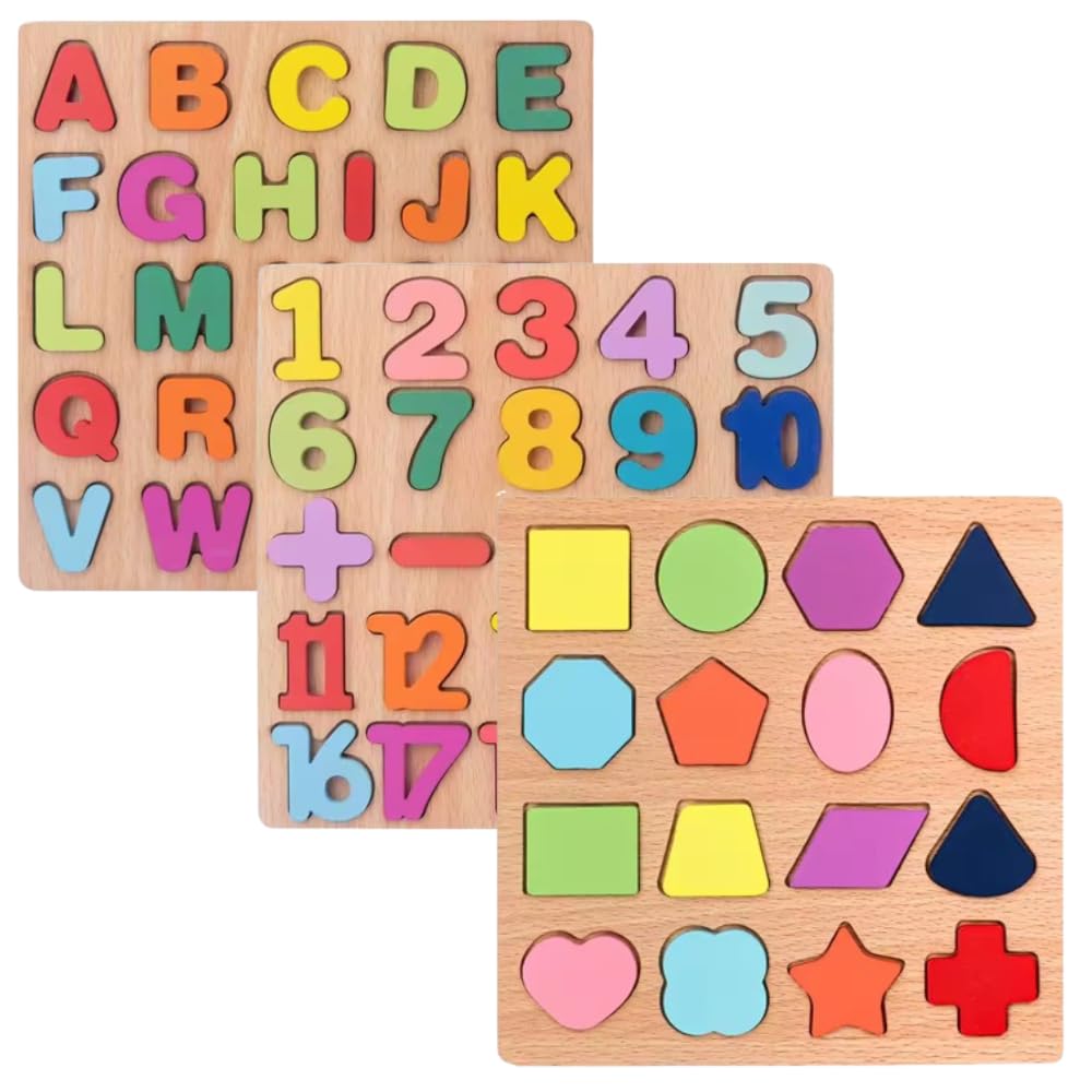 Mara Bommai Colorful Wooden Puzzle Set Featuring 3D Capital Alphabets, Numbers, and Shapes | ABCD Puzzle Set | Wooden Learning Educational Toys for Kids, (ABCD, Numbers & Shapes) (B0DFD4QVT6) Amazon Price History, Amazon Price Tracker