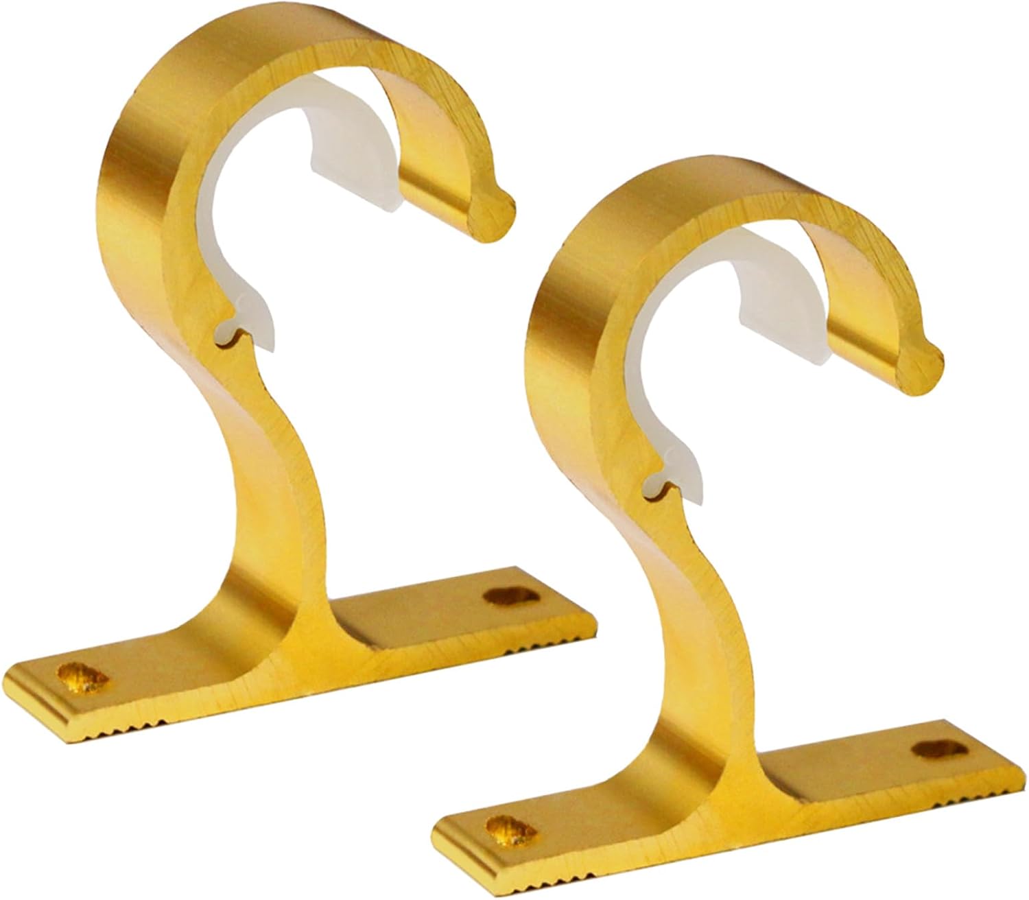 Curtain Rod Brackets Aluminum Alloy Holder for Drapery Hooks, Wall Mount with Screws Set of 2.Gold