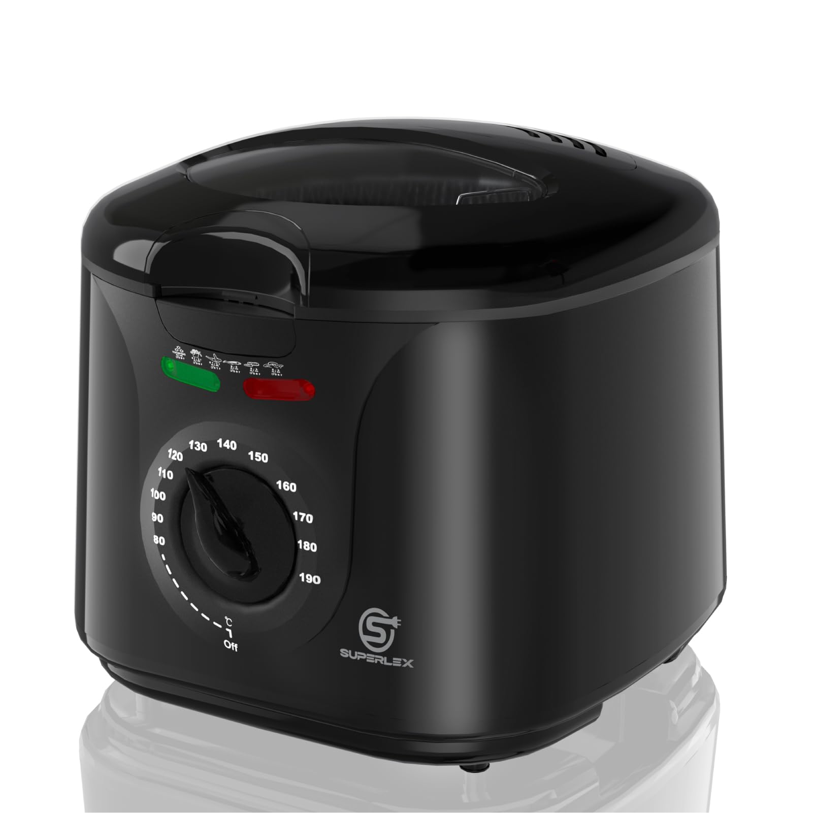 Friteuse met vet, 2 l, elektrisch, 1300 W, compacte mini-friteuse, olie