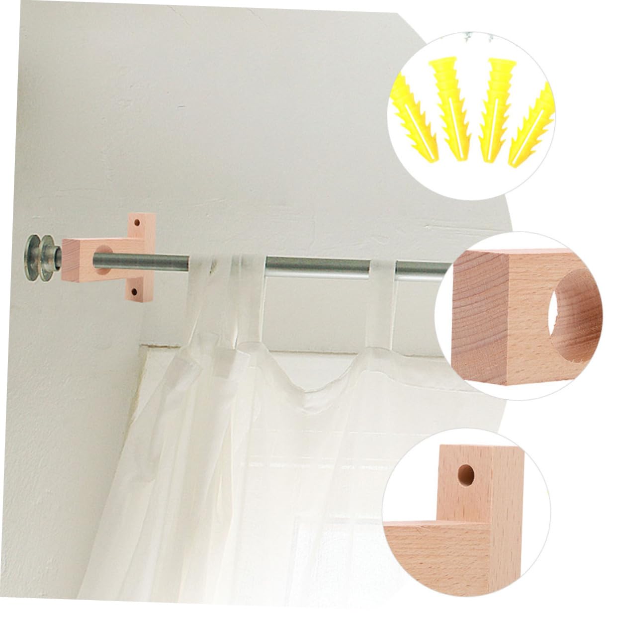 Supporto Resistente per Materiale Bastone 4 Pezzi e in Tende Moderno Sintetico Beige, Design Semplice, Antiscivolo, per Ufficio e Soggiorno