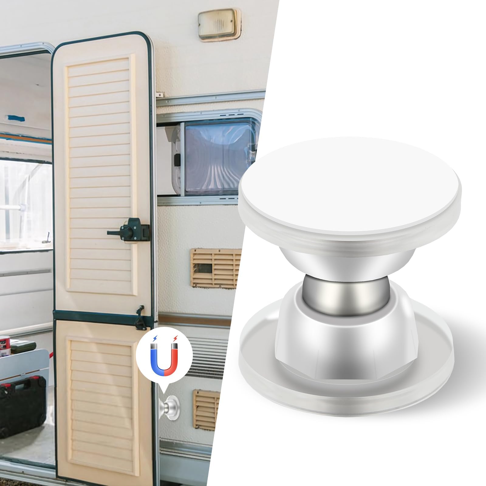 6 Inch White Trailer Door Catch Hook Holder - Heavy Duty RV Camper Cargo Door Latch For Secure Door Holding, Non-Slip & Easy Installation - Foto 5