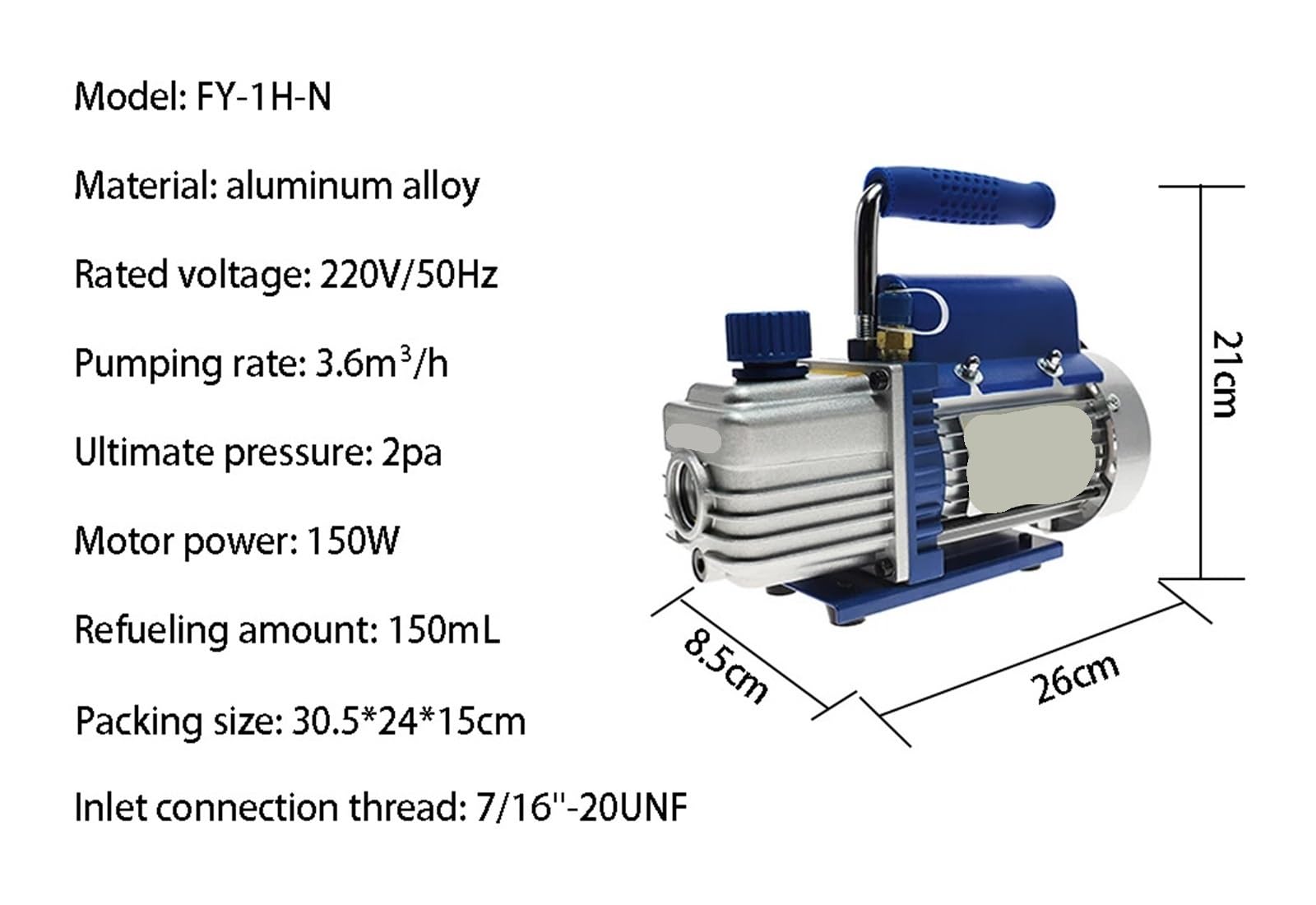 Vakuumpumpe, Kältemittel-Vakuumpumpen-Kit, tragbares Kältemittel-Evakuierungswerkzeug | Mit Verteilermanometer 150 W R410A R407C R134a R12 R22 for die Wartung von Klimaanlagen