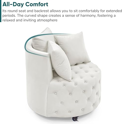 Miniatura 6 de JOYBASE Silla giratoria de barril, silla redonda giratoria decorativa, acogedora y cómoda, silla de club circular, sillón moderno para sala de