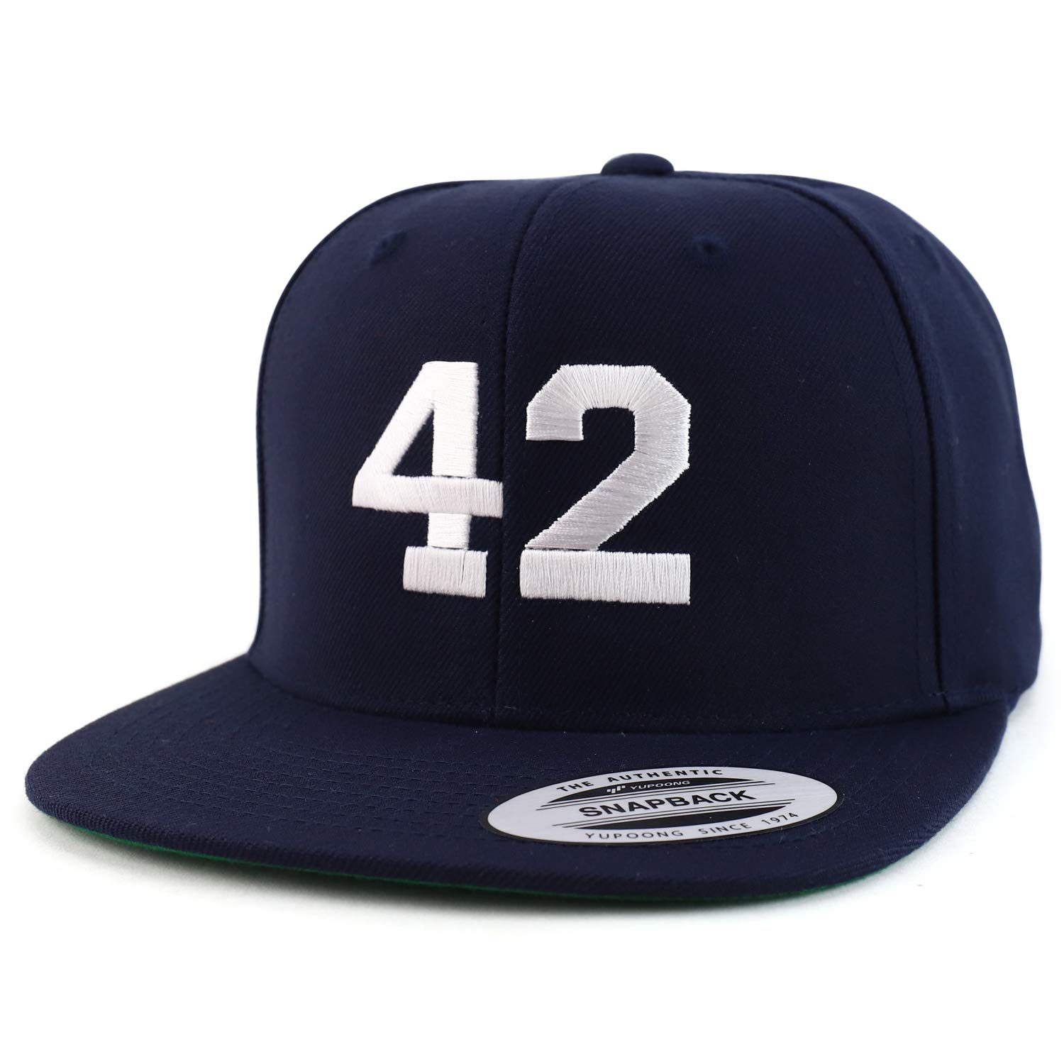 Number 9 Embroidered Snapback Cap - Collegiate Varsity Style, Navy With Green Undervisor - View #7