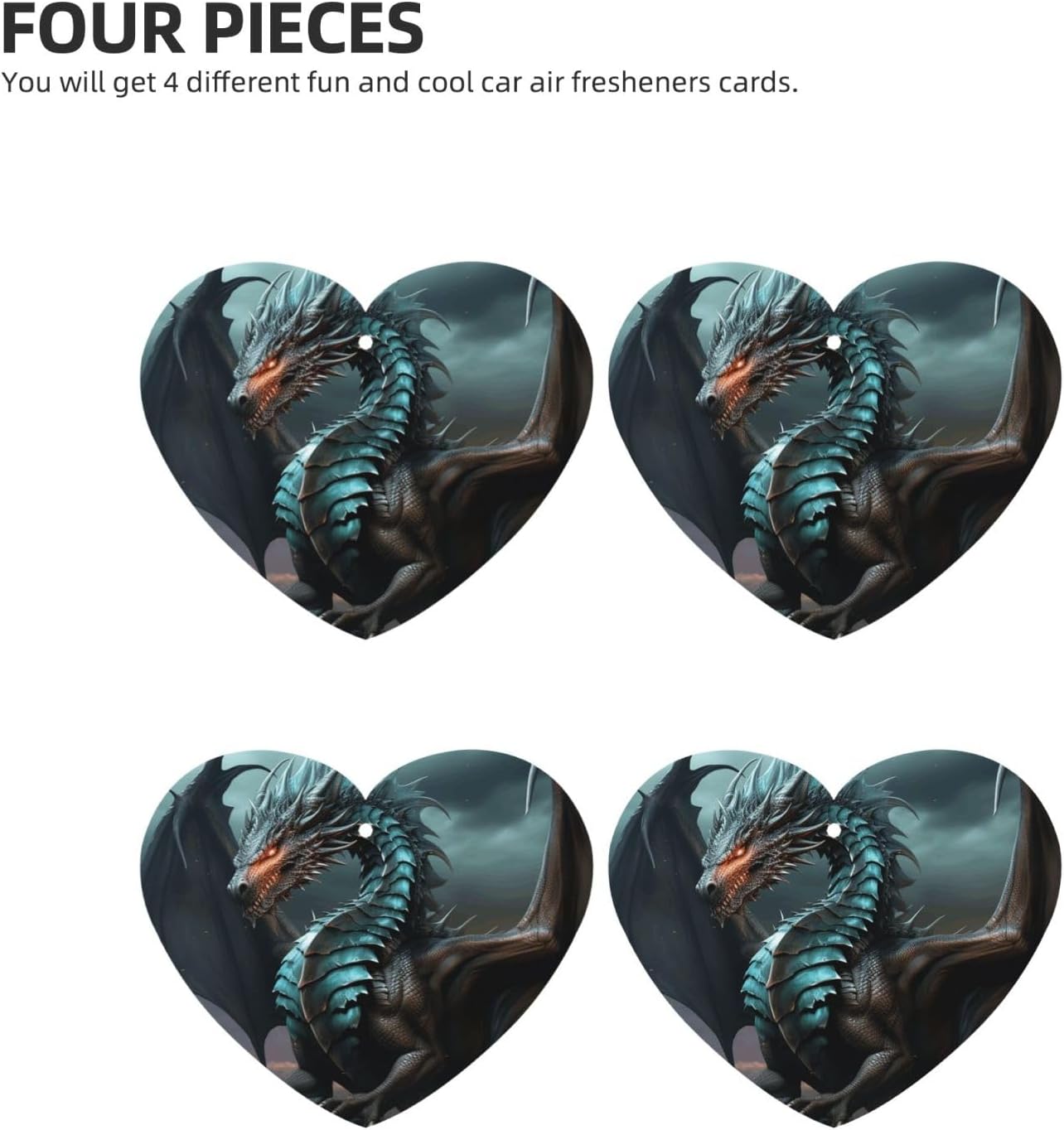 Cool Dragon Car Air Fresheners Cards Set of 4 Pieces, Long-Lasting Auto Aromatherapy Tablets Gifts Car Rearview Mirror Pendant Hanging Scented Cards for Wardrobe Bathroom image 2