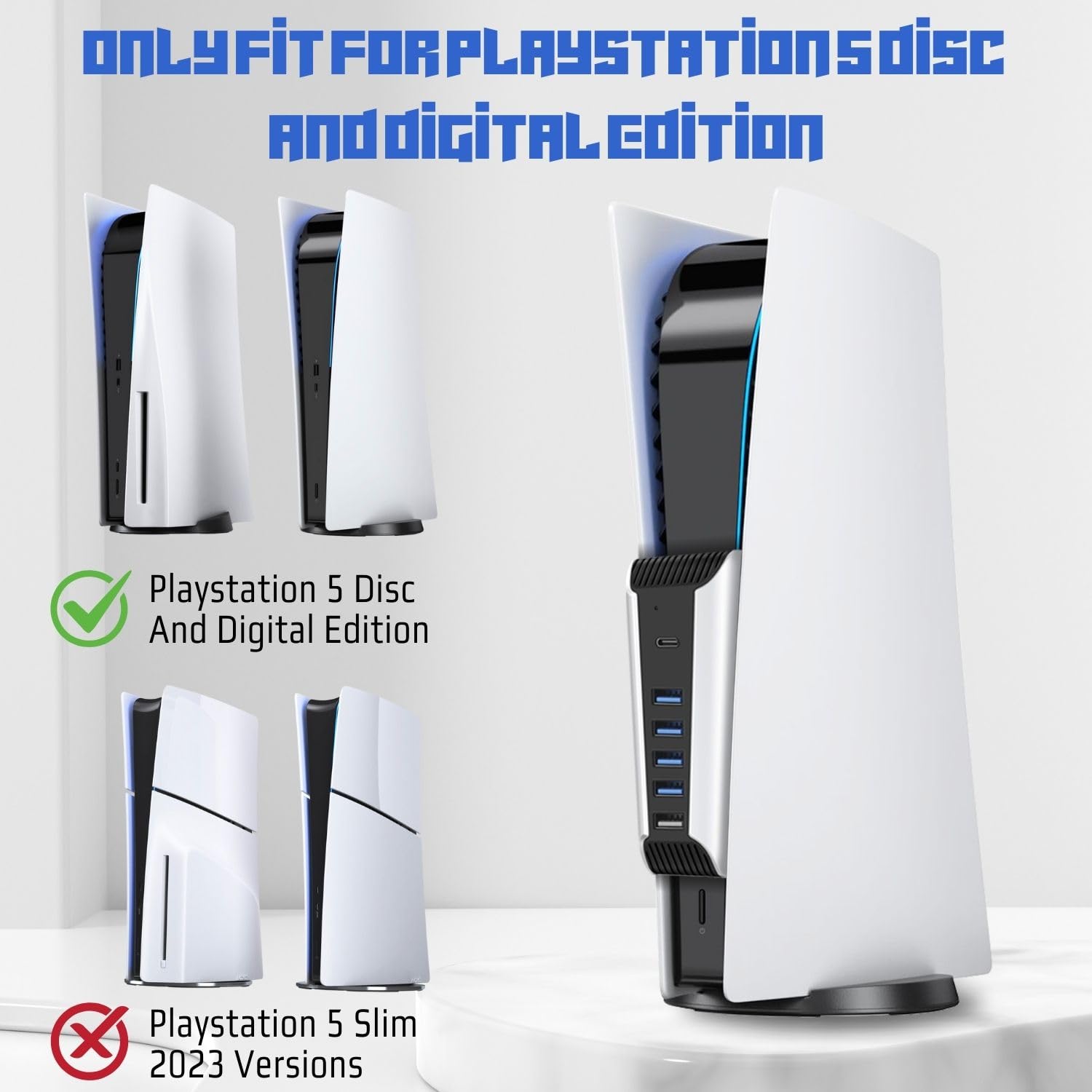 TNP Hub USB per console PS5 – Extender porta USB ad alta velocità per accessori PS5 con 4 x USB 2.0, 1 x USB 3.1 e 1 x porta di ricarica, adattatore di espansione USB per console Playstation UHD e