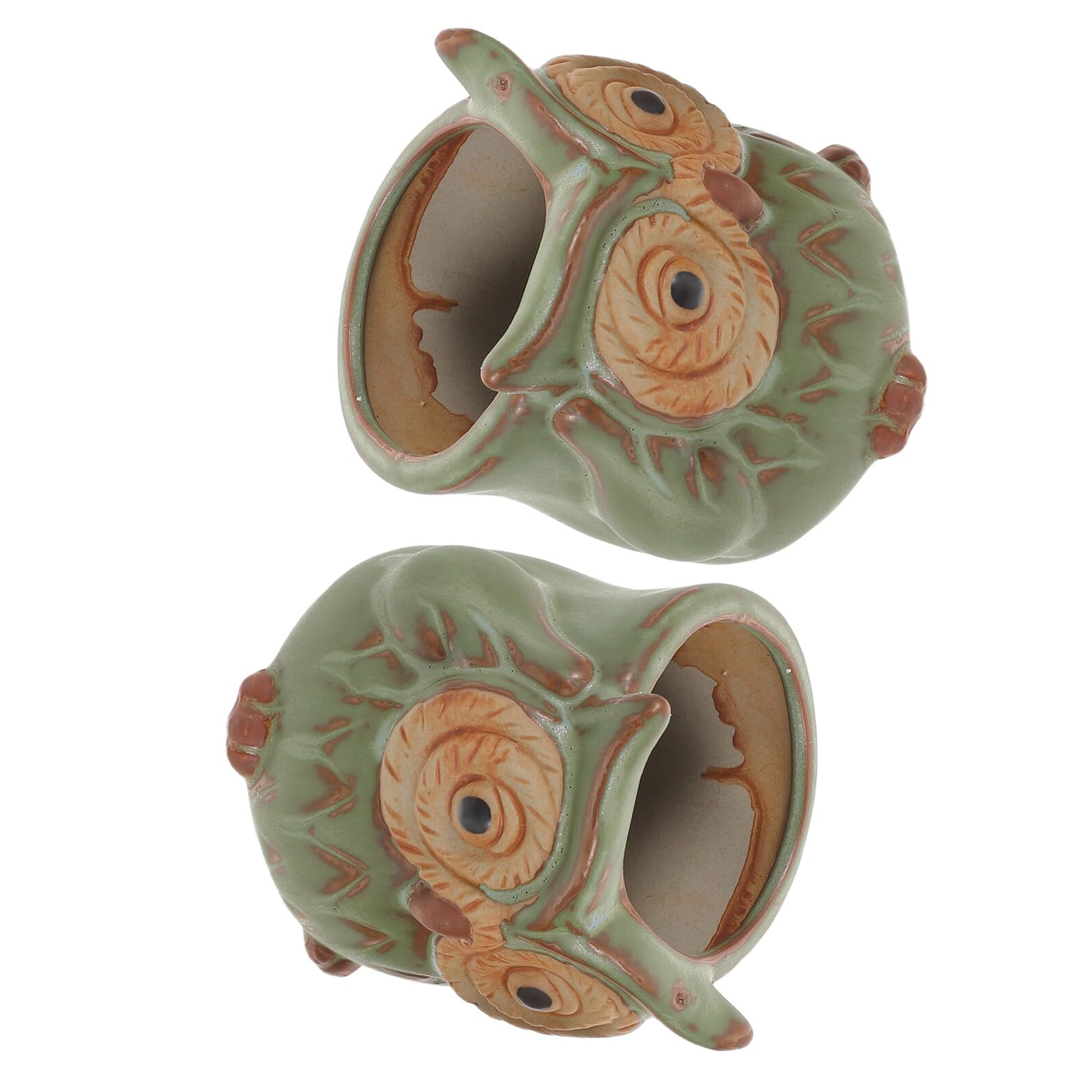 Pot de fleurs céramique hibou fait main, finition premium
