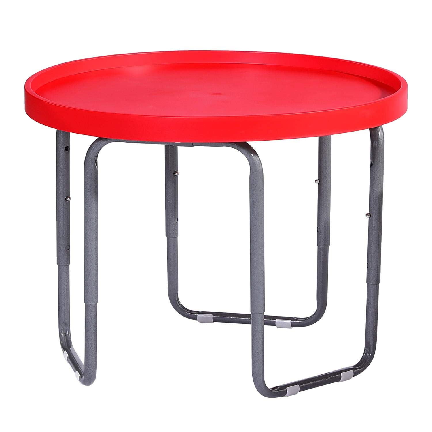 simpahome Multi-Purpose Round Utility Table - RED (60cm Dia) with Height Adjustable Stand.