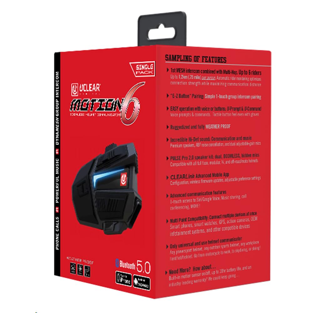 ヘッドホン UCLEAR MOTION6 COMMUNICATOR SINGLE PACK Amazon.com: UCLEAR Digital Motion 6 Helmet Communication