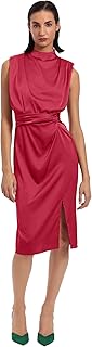 Women's Mock Neck Twist Waist Charmeuse Dress - Buy now