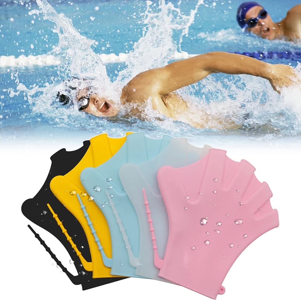 YXSH 1 paire de gants de natation palmés résistants à l'eau en silicone pour la natation, la plongée, l'entraînement - Rose