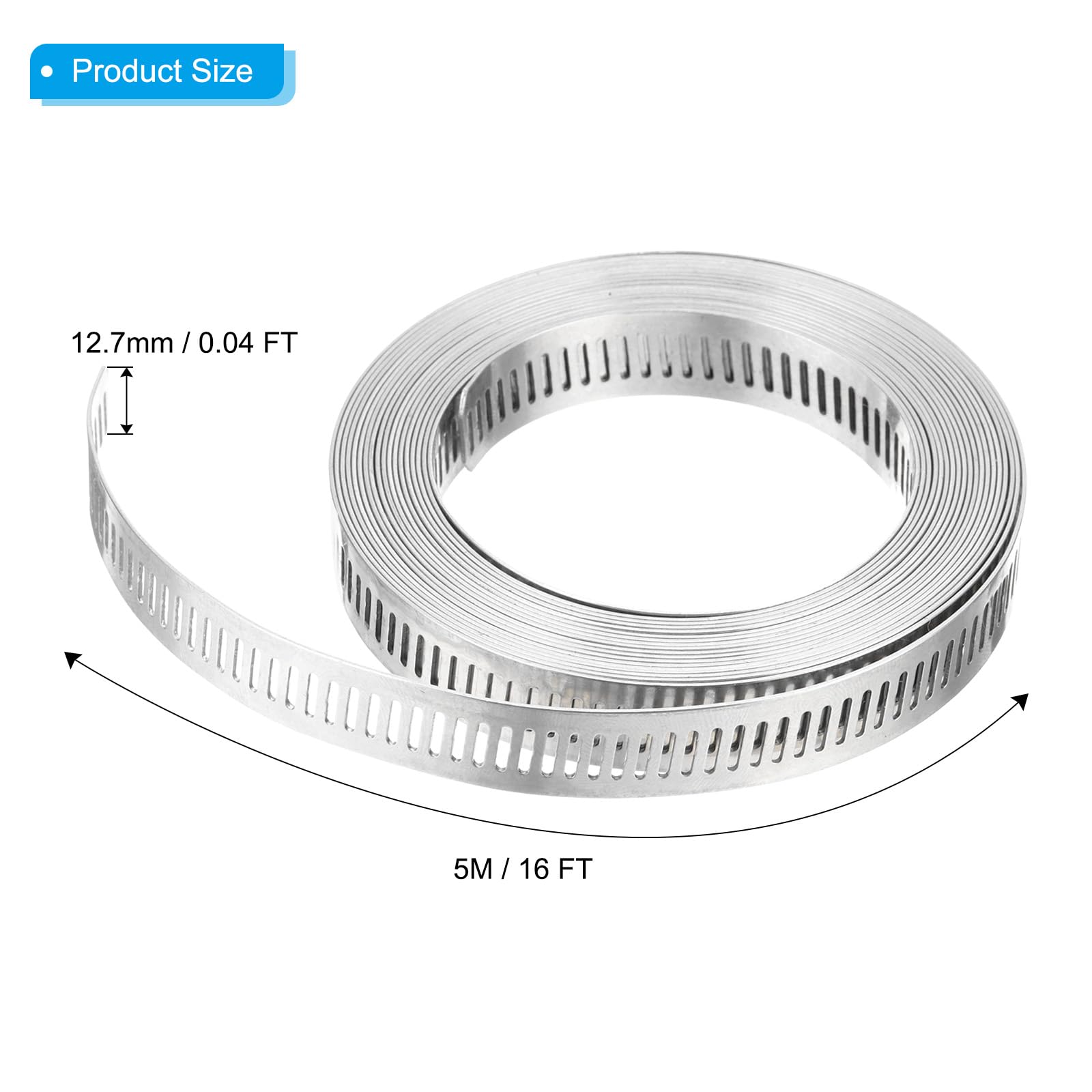 PATIKIL Hose Clamp, DIY 16 FT Stainless Steel Hose Clamps with 10 Fasteners, Adjustable Worm Gear for Plumbing Automotive - Image 2