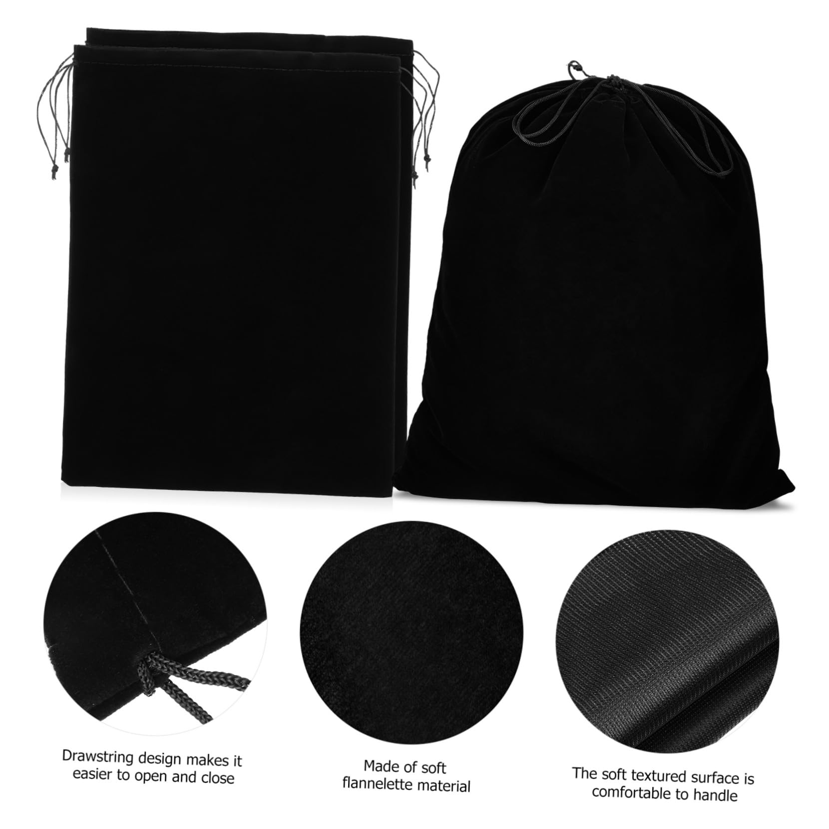TOYZFRIENDY Sacchetti Regalo Grandi in Flanella Nera Coulisse, Set Da 10 Pezzi 30x40 Cm, Borse Portaoggetti Multiuso Per Bomboniere, Caramelle e Feste, Per Natale e Compleanni