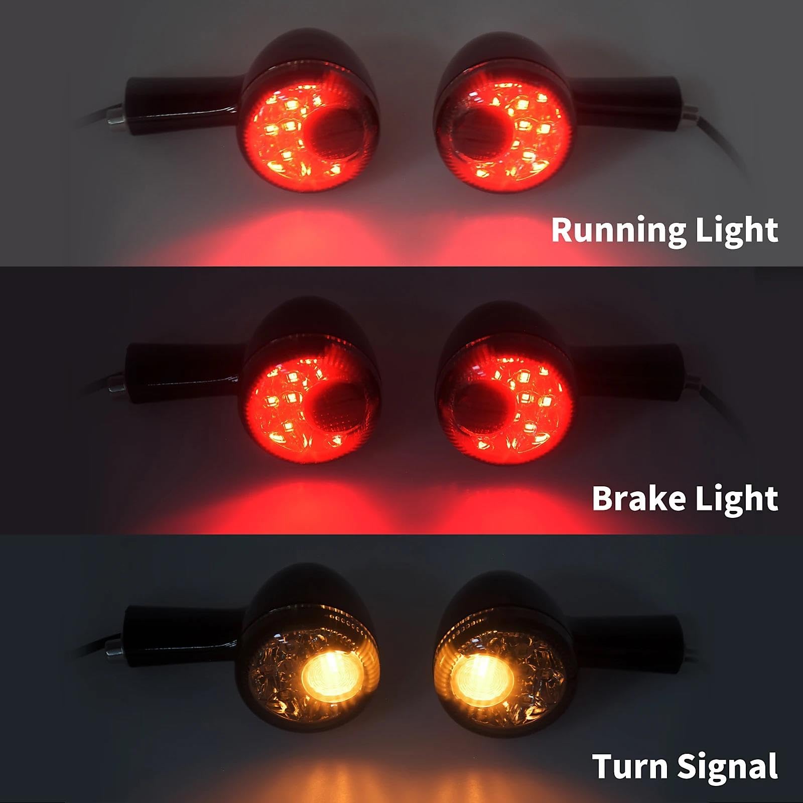 Intermitentes para Harley para Sportster 883 Iron XL1200 48 para Roadster Super Low 1992-2022 Intermitentes Traseros para Motocicleta Luces De Freno LED Lámpara señal(Cromo)