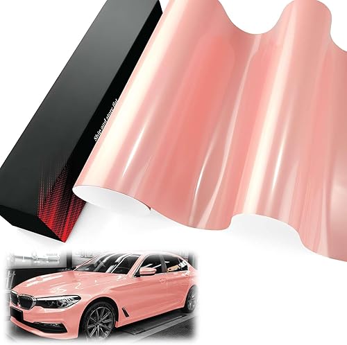 Vinilo PET Liner Super Gloss Pearlescent Sakura Pink Automotive Wrap Vehículo sin burbujas de liberación de aire, 2 piezas de 4 x 8 pulgadas de