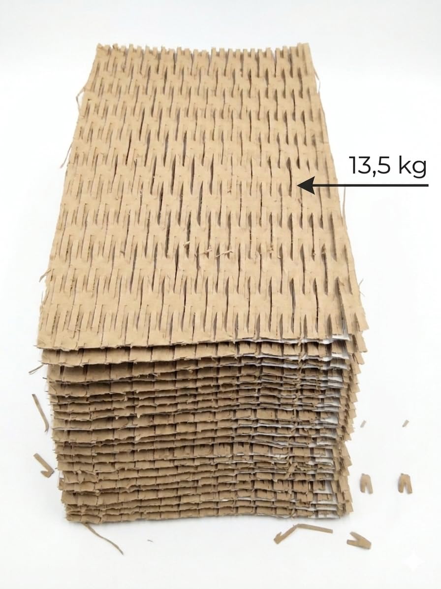 Gianto Fogli di Carta Riciclata da Imballo a Nido d'Ape, 13,5 kg Carta Riempitiva per Spedizioni, Pacchi, Confezioni, Trasloco, Imballaggio a Rete da Avvolgere ca. 25x35 cm