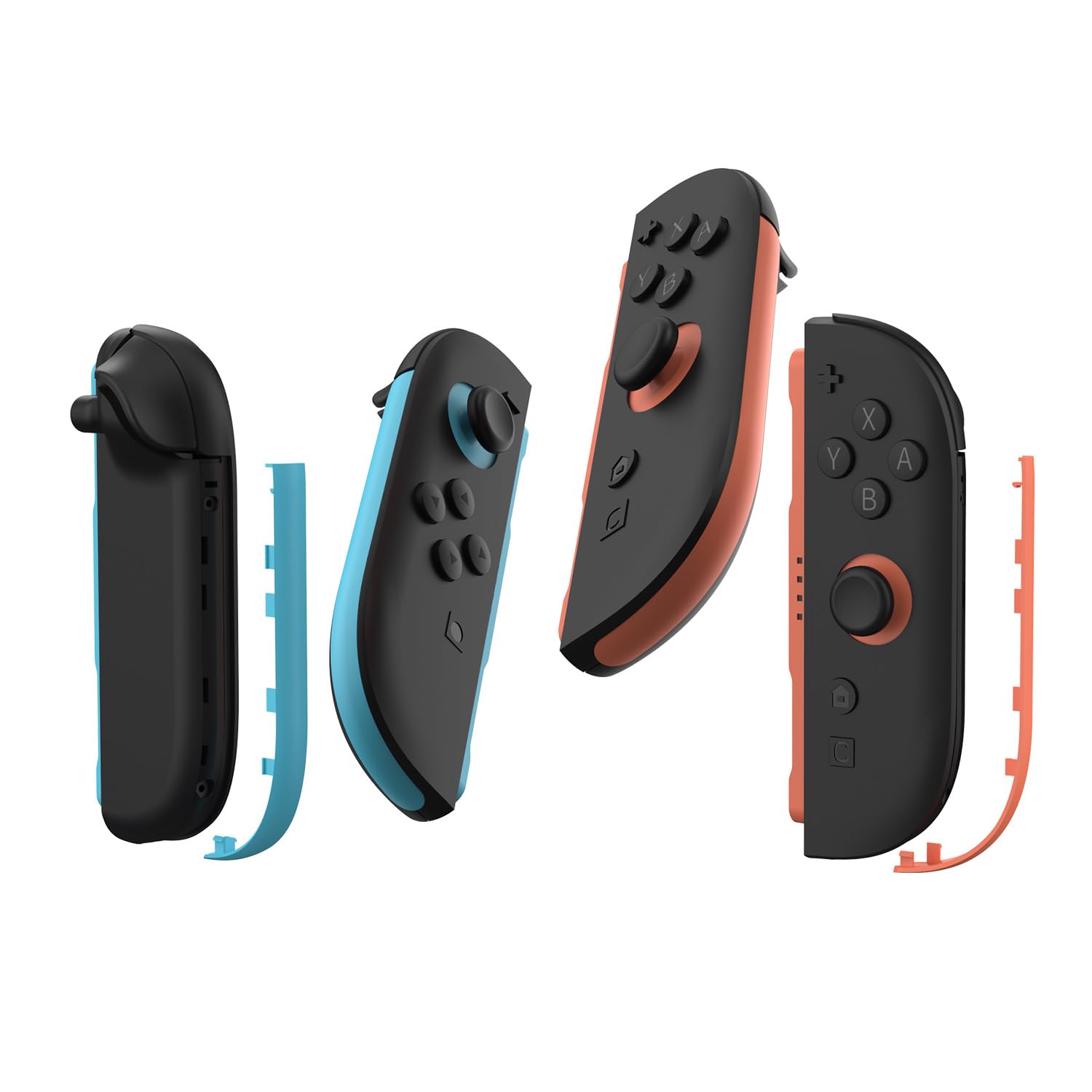 Tira Decorativa para Mandos Switch 2, Tiras Decorativas para Mandos Izquierdo y Derecho, Kit de Recambio para Juegos Accesorios (Izquierda azul + Derecha naranja)