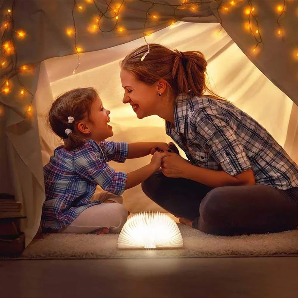Brown 3 colors,kreatywna, składana lampka nocna led 3d rgb z ładowaniem usb, drewniana lampka do czytania, dekoracja biurka, lampka stołowa na prezent urodzinowy dla dziecka