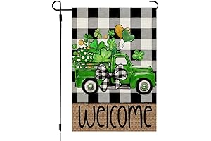 CROWNED BEAUTY Burlap Buffalo Plaid St Patricks Yard Garden Flag