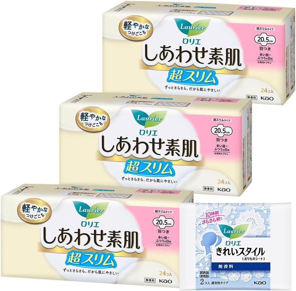 Amazon | ロリエ しあわせ素肌 超スリム ふつうの日用 羽つき20.5cm 24