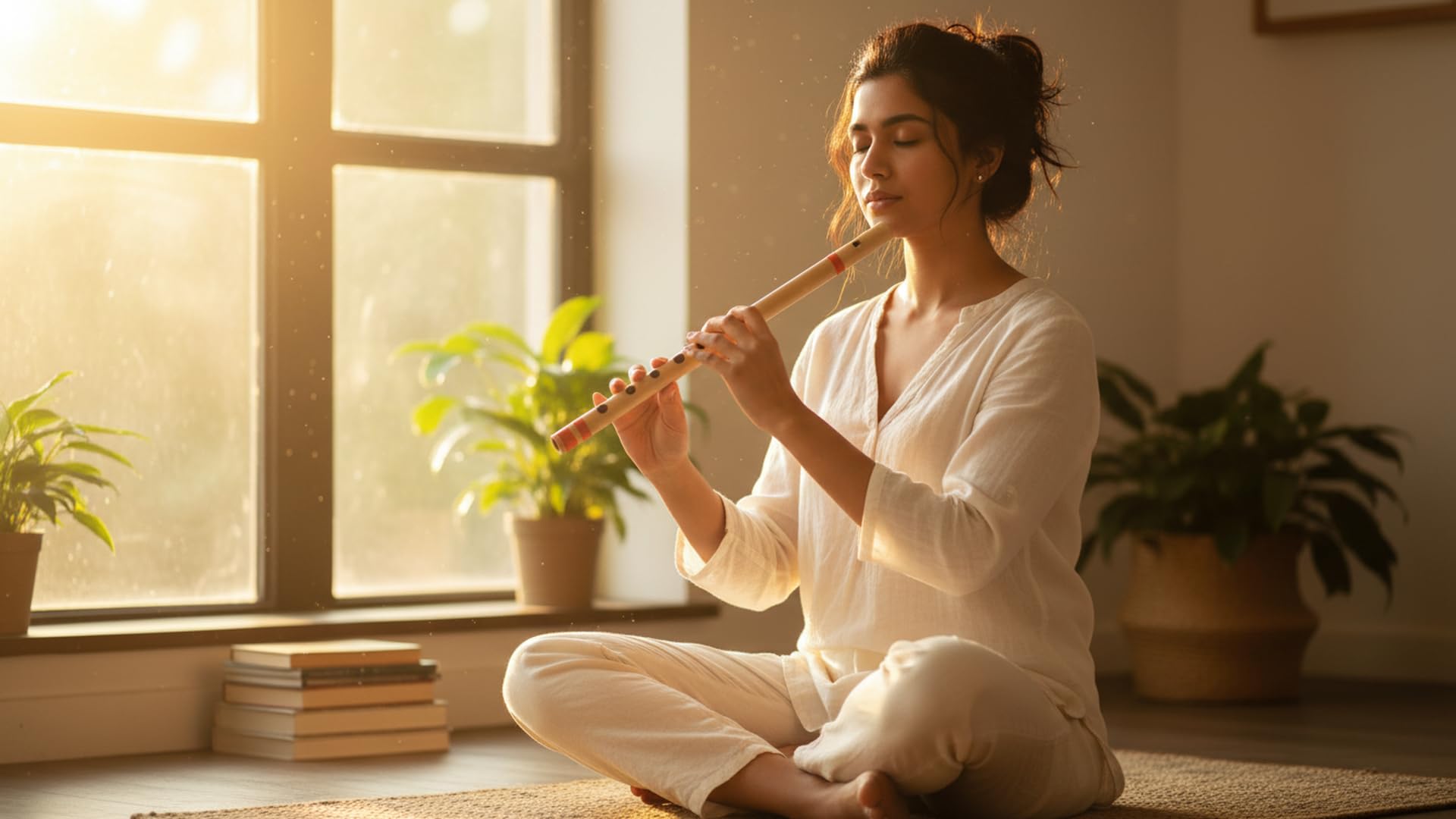 Idée cadeau d'anniversaire unique - Flûte indienne en bambou authentique de 35,6 cm - En forme de B - Instrument de musique traditionnel Bansuri fait à la main - Cadeau fantaisie pour lui, elle et