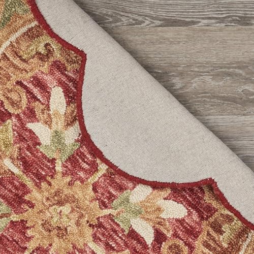 Image of Sifa Carpet Traditional Floral Round Area Rug - Hand-Tufted New Zealand Wool Circular Carpet for Dining Room & Bedroom Weight -87 Pund, Size-12x12 Feet (144x144 Inch Round)