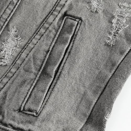 Denim Vest Men Ripped Distressed Destroyed Washed Western Sleeveless Button Down Jean Vest3