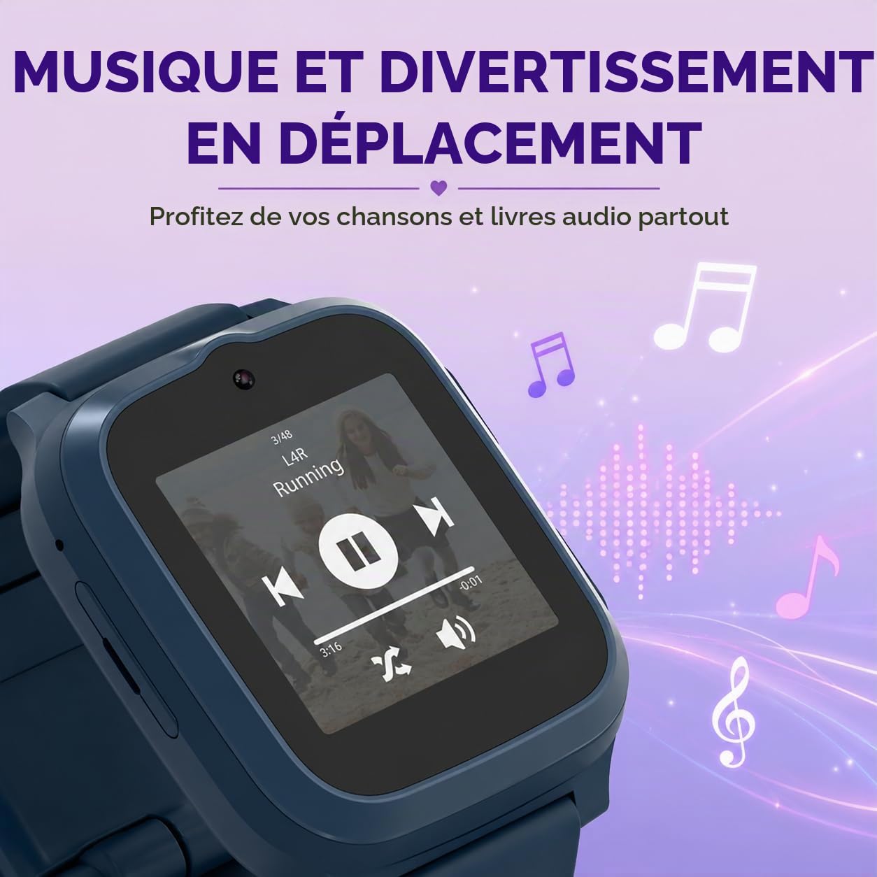 myFirst Fone S3+ Montre Intelligente pour Enfant Bleu sidéral avec GPS, Lecteur de Musique, Appareil Photo, Fonction Appel et Mode Scolaire