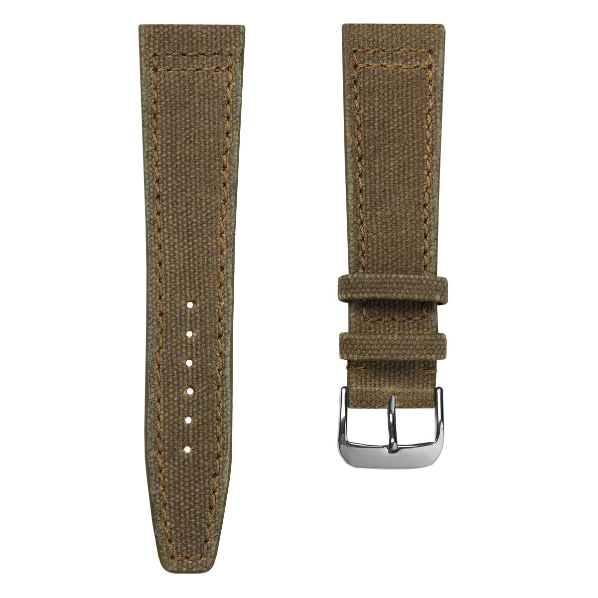 WatchGecko - Cinturino per orologio in tela, fatto a mano, in due pezzi, marrone