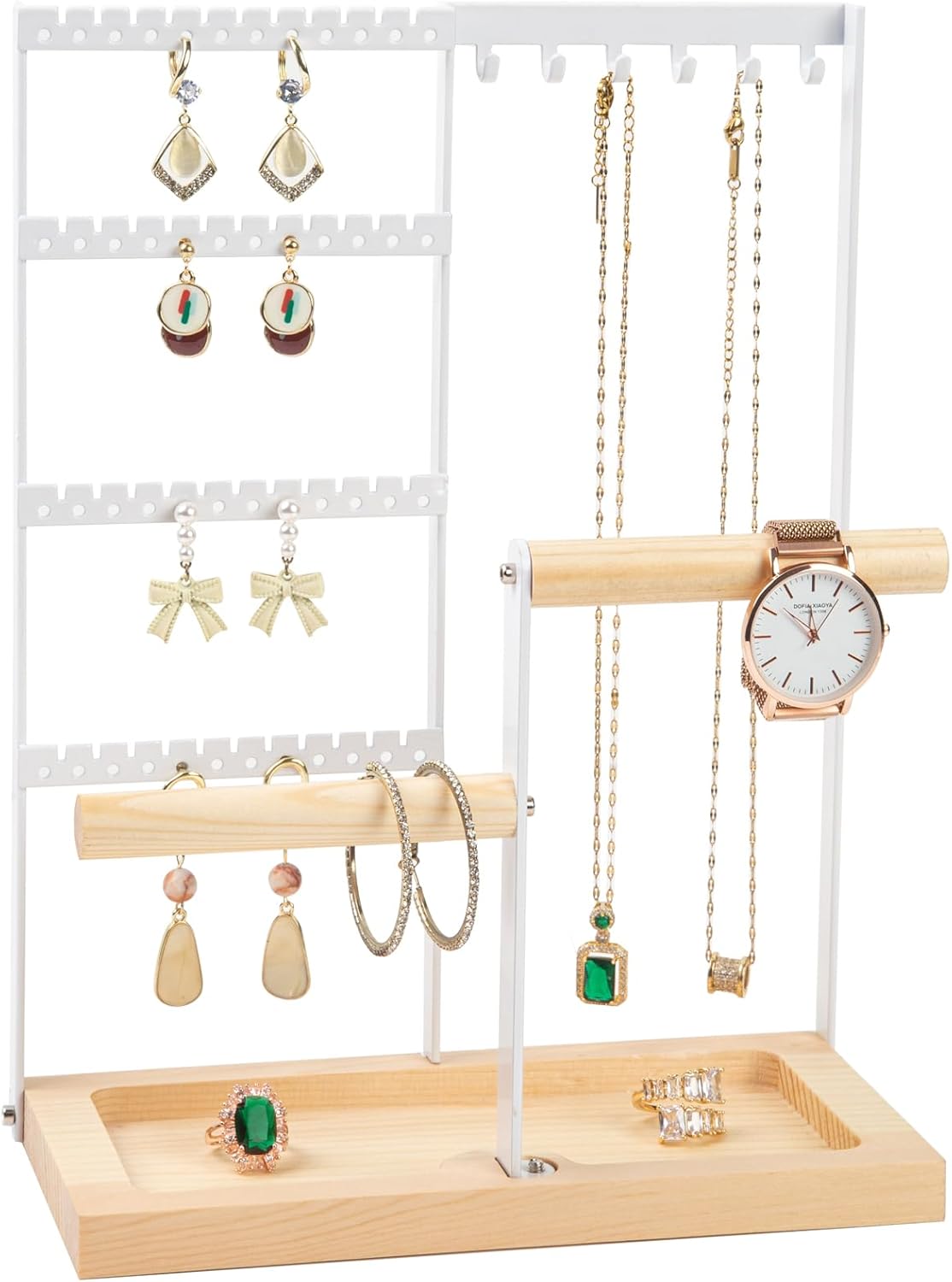 Jewelry organizer stand with 4 tiers for earrings and necklaces