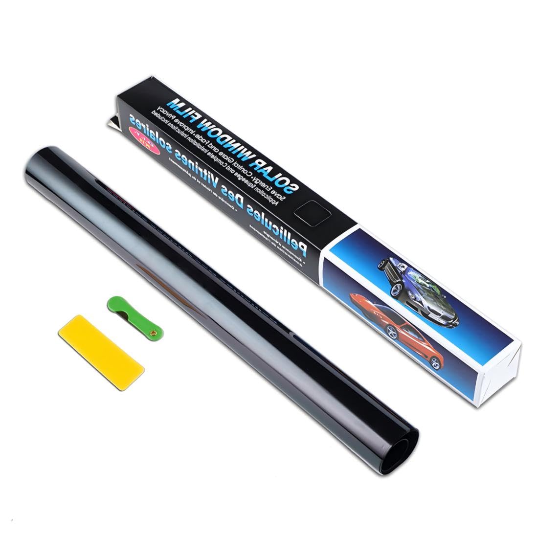 Película tintada para auto, película de protección solar autoadhesiva para parabrisas, película de protección visual, bloquea rayos UV/IR, protección solar, película para ventanas de auto resistente a