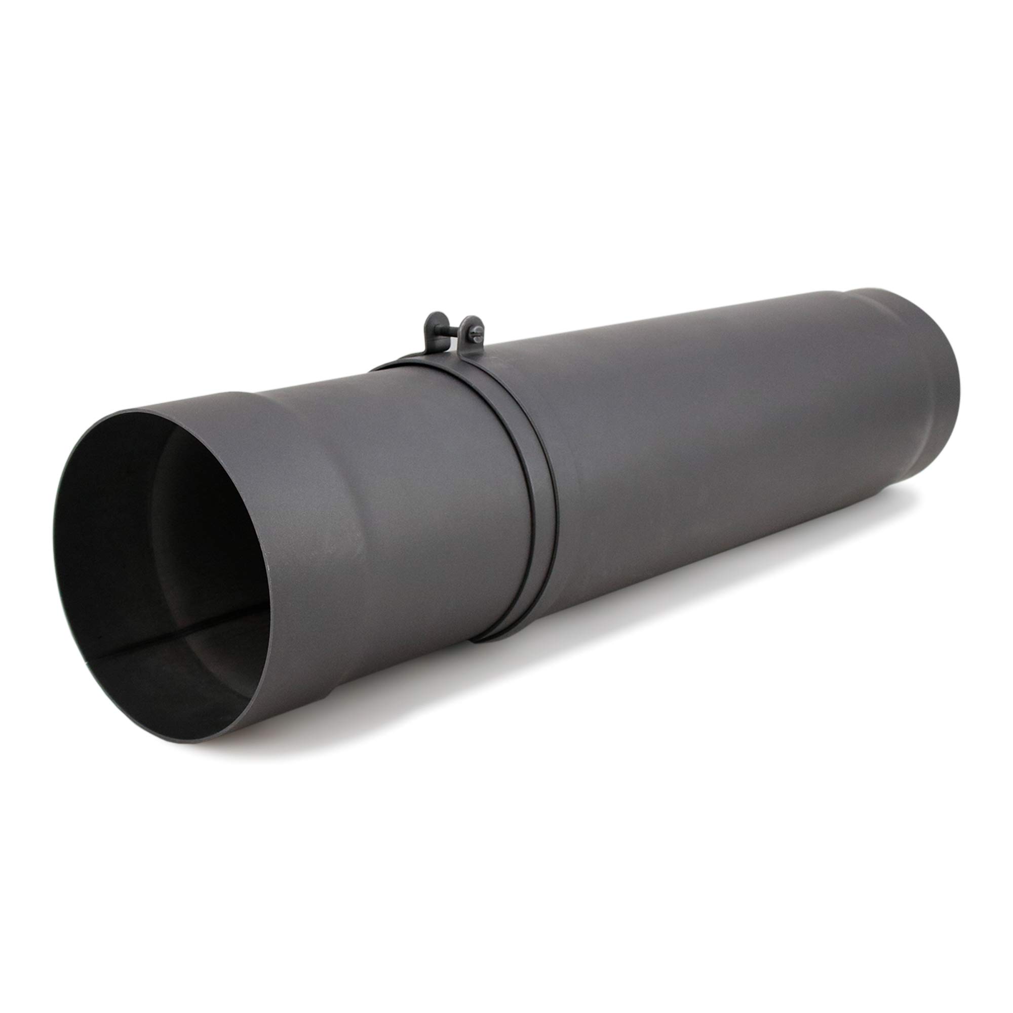 LANZZAS Ofenrohr Teleskoprohr 570 mm bis 950 mm - im Durchmesser Ø 150 mm - Farbe: gussgrau - Schieberohr, stufenlos verstellbar, mit Dichtringen und Schelle