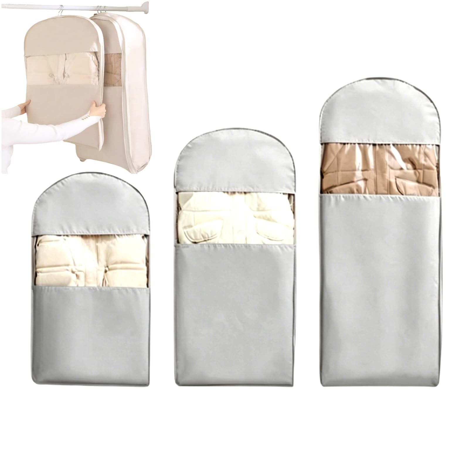 Housse pour manteau long contre la poussière avec large fenêtre transparente