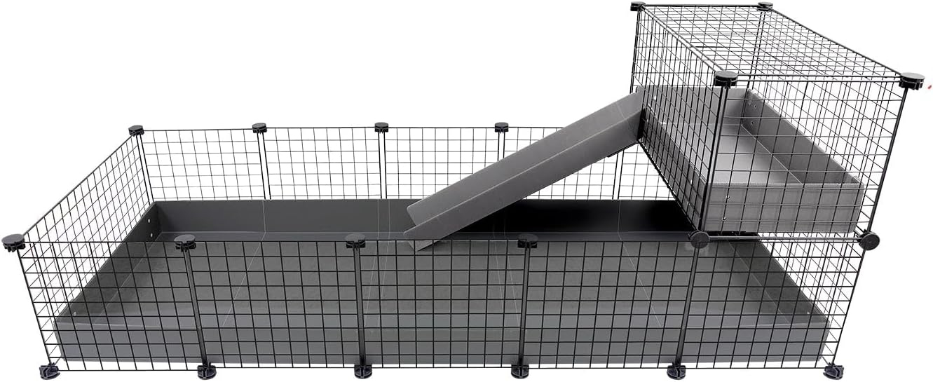 GuineaDad Piggy Condo – Premium C&C Cage with Balcony & Ramp for Guinea Pigs & Small Animals with Coroplast Base | Acrylic and C&C Grids for Small Pets (C&C Grids, XL (29" x 73.5" x 28.5"))