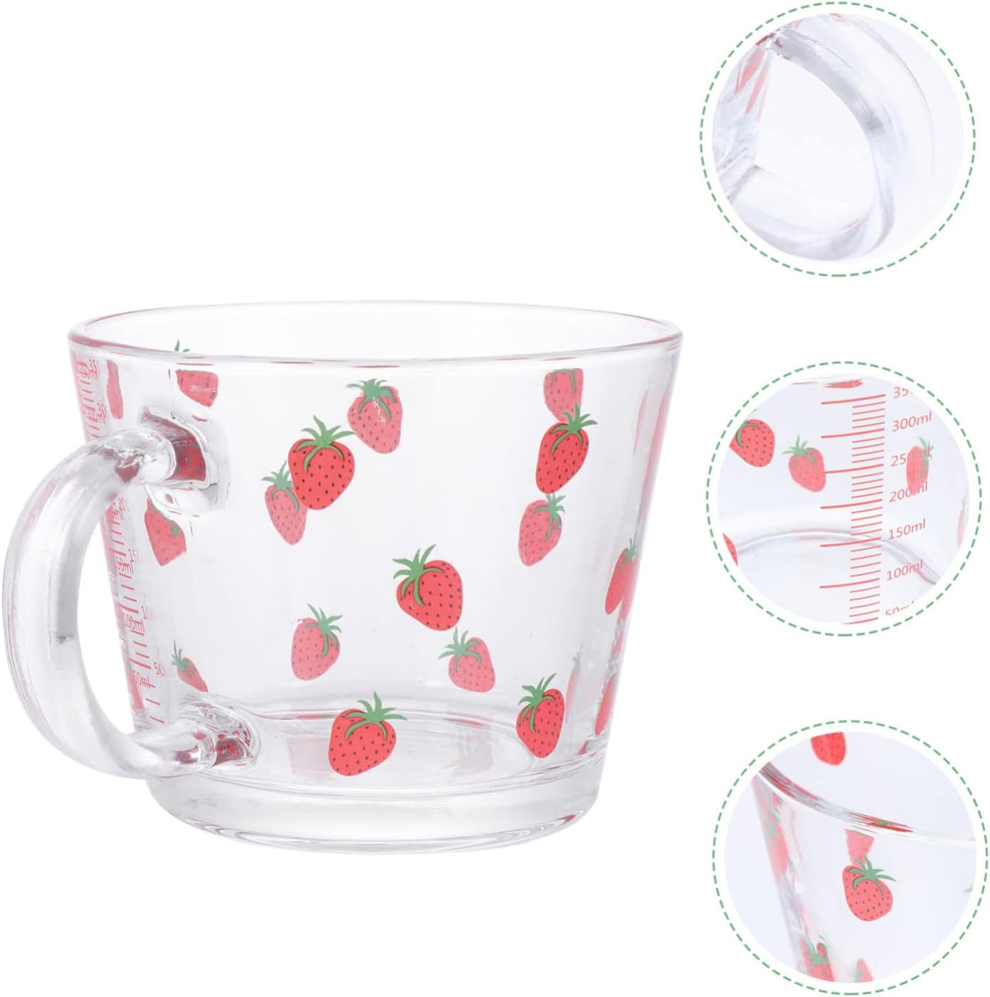 COLLBATH Lovely Cup Scale Strawberry Pattern Glass Multifunctional Drinking Cup