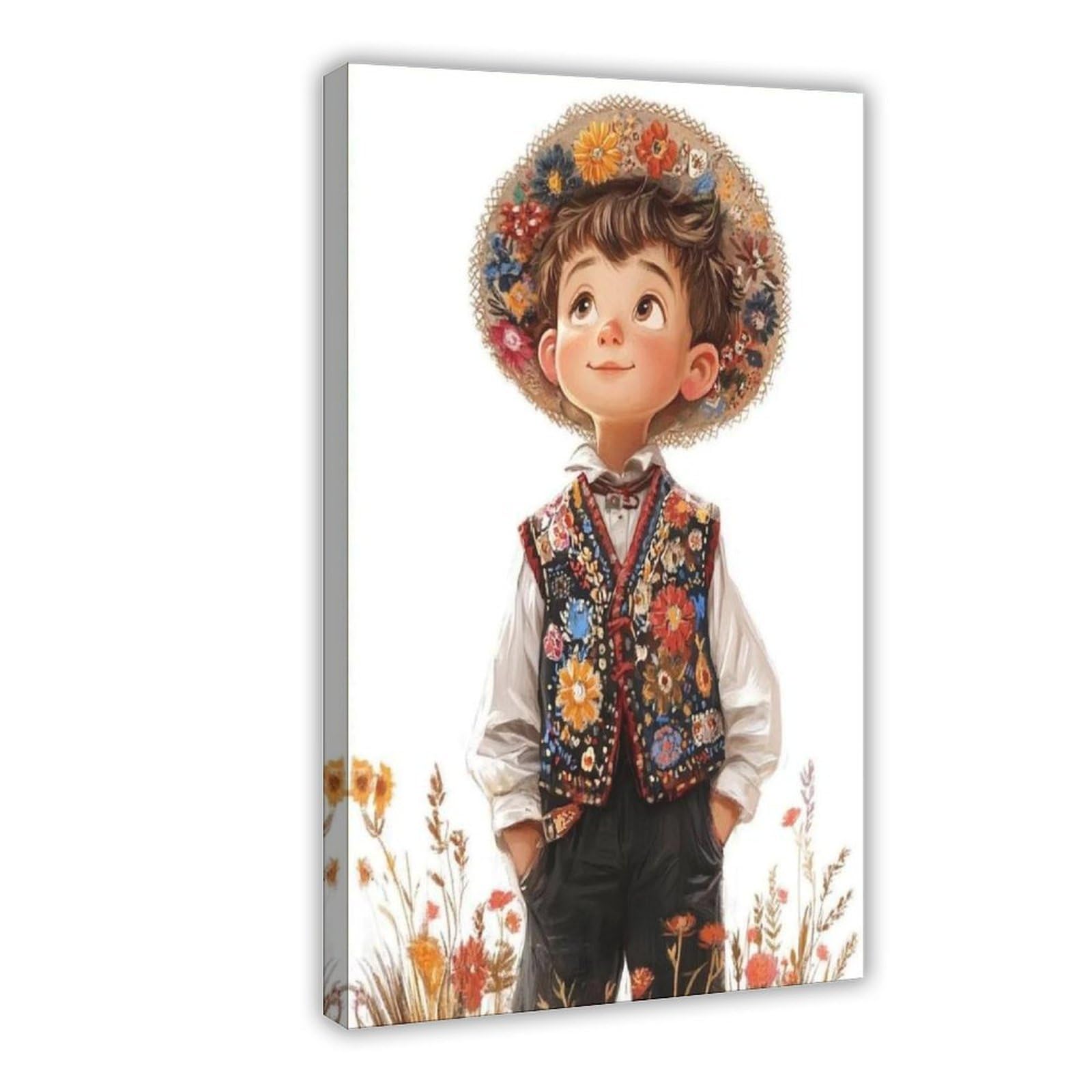 1 poster su tela, motivo: ragazzo polacco in costume tradizionale folk, decorazione artistica da parete per soggiorno e camera da letto, 50,8 x 76,2 cm (lunghezza x larghezza)