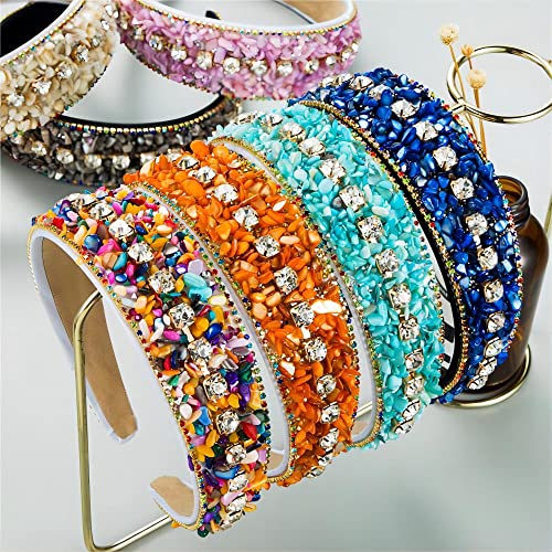 Muqingwan Ladies Fashion Headband, Personality Rhinestone Decoration Candy Color Headband Girls Headband Party Headband Accessories Accessories Jewelry… (Orange) #TOP2