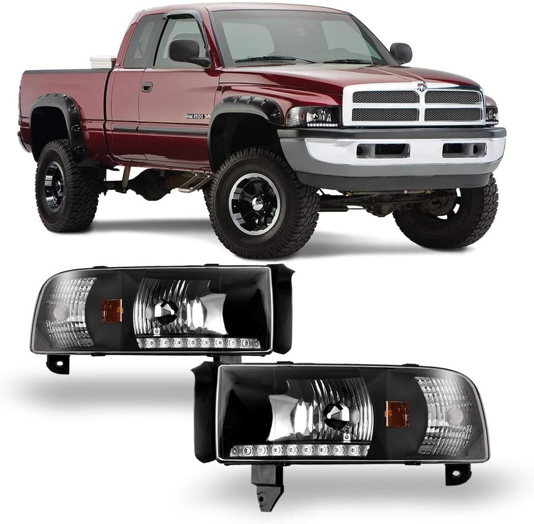 Winjet Compatible with [1994 1995 1996 1997 1998 1999 2000 2001 2002 Dodge RAM] LED Tube DRL Bar Headlights