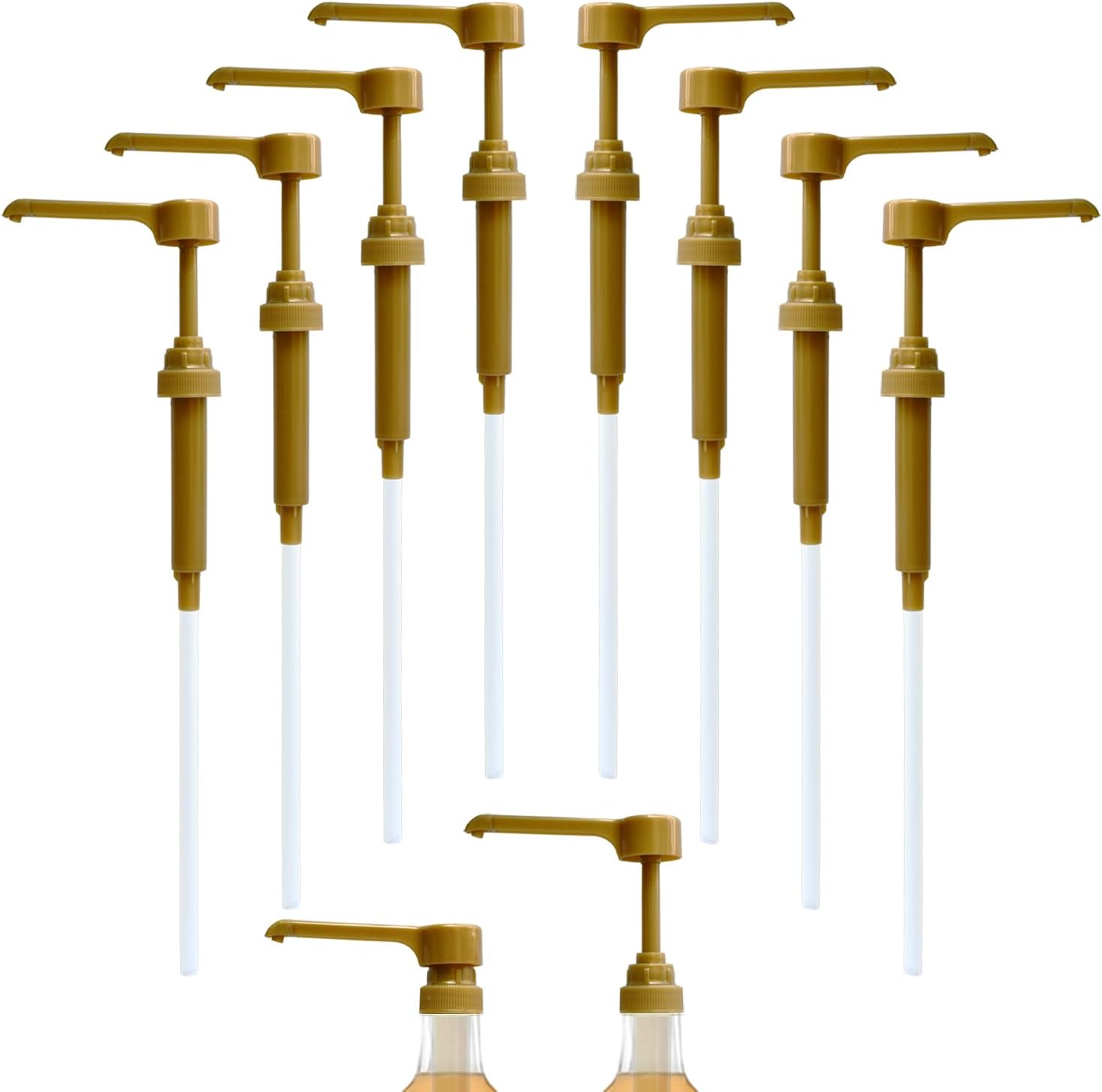 POPMERECoffee Syrup Pump, 7 Pack Extra Long Nozzles Coffee Syrup Pump Dispenser for 750ml/25.4oz Torani, Jordans Skinny, DaVinci Bottles and 1 Liter Monin Bottles