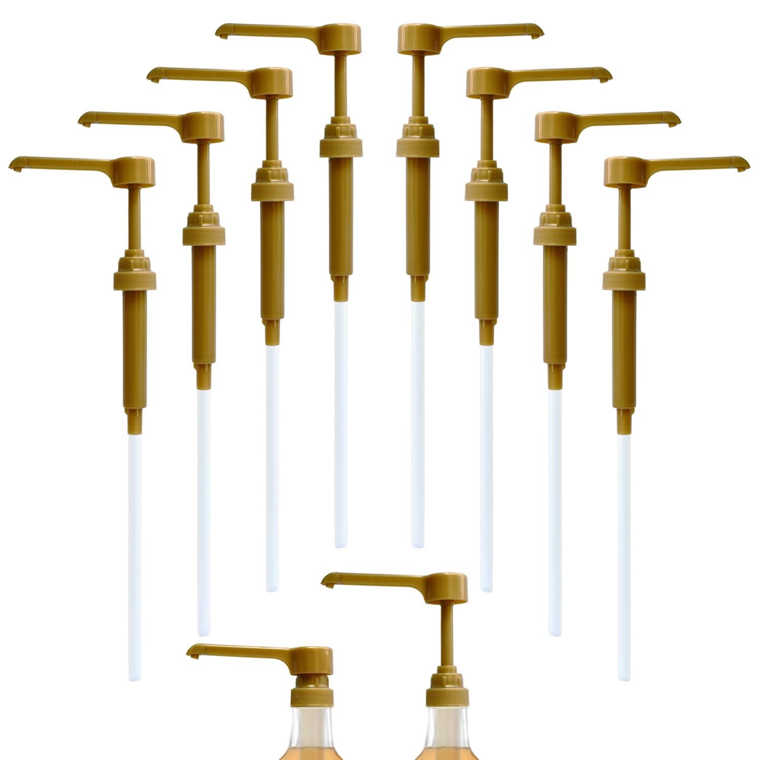 POPMERECoffee Syrup Pump, 7 Pack Extra Long Nozzles Coffee Syrup Pump Dispenser for 750ml/25.4oz Torani, Jordans Skinny, DaVinci Bottles and 1 Liter Monin Bottles