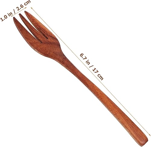 Miniatura 2 de SHOWERORO Tenedor de madera Utensilios de cocina de madera Cucharas de postre Mini pinzas de madera para servir ensalada Tenedor y cuchara de pasta