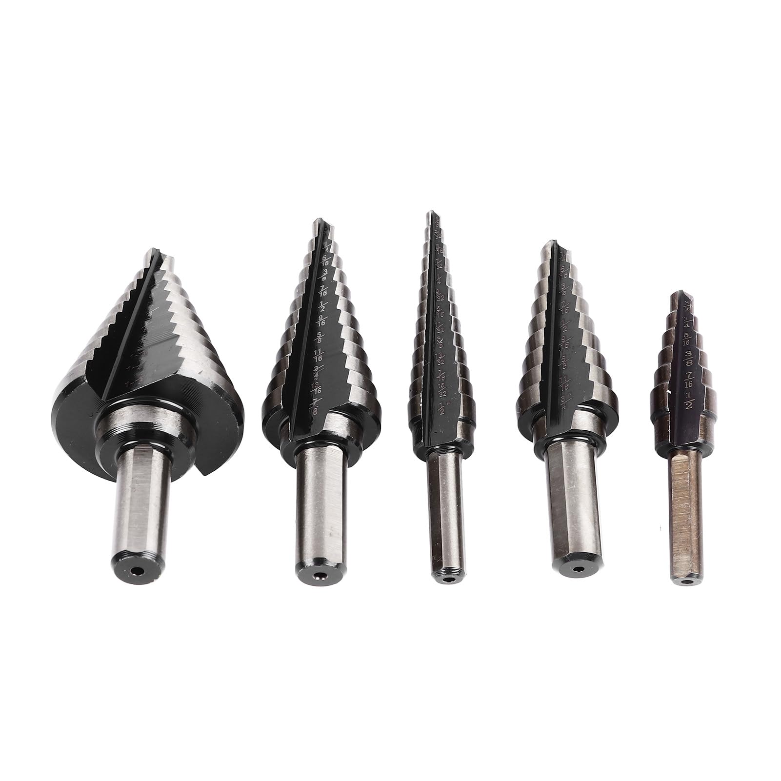 5Pcs Step Drill Bit Set Alloy Steel Multifunctional Reusable Drill Bit for Wood Metal